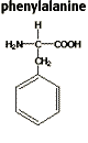 Chemical structure for phenylalanine C9H11NO2 